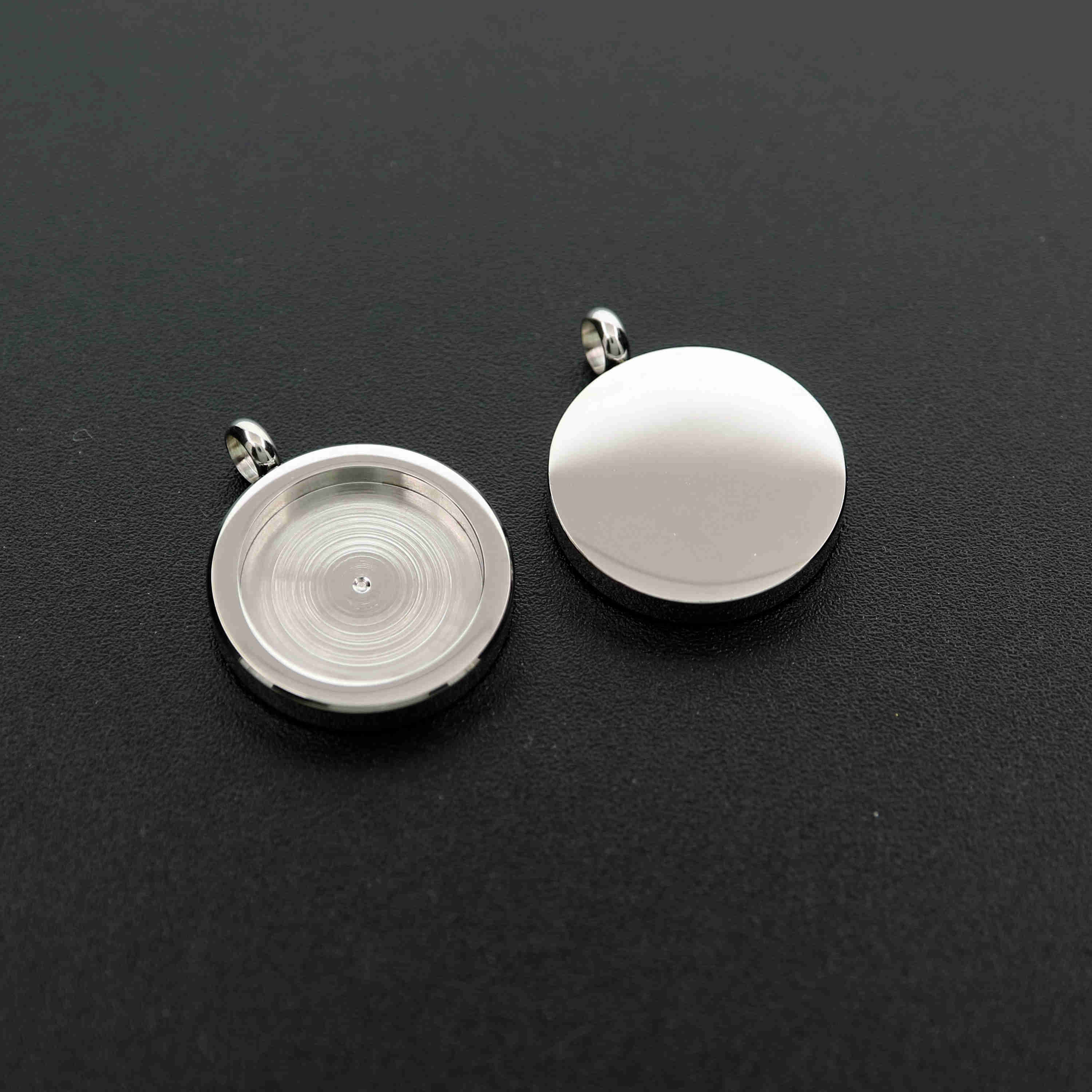 5Pcs 15MM Setting Size Stainless Steel Round Bezel Tray Color Not Tarnish Pendant Charm Settings DIY jewelry Supplies 1411223 - Click Image to Close